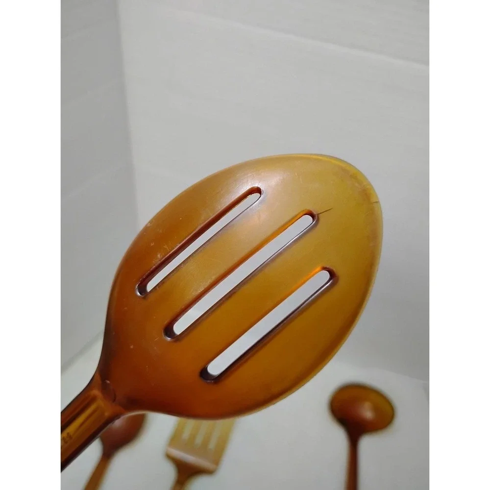 Lot of 4 Vintage Ultratemp Translucent Amber Cooking Utensils Robinson Knife Co